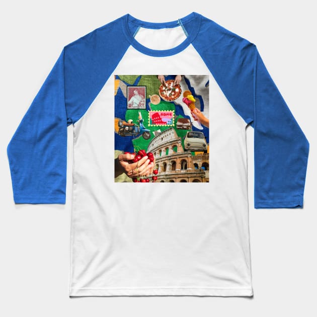 Passion and Pizza: Italy in Collage Form Baseball T-Shirt by Amourist